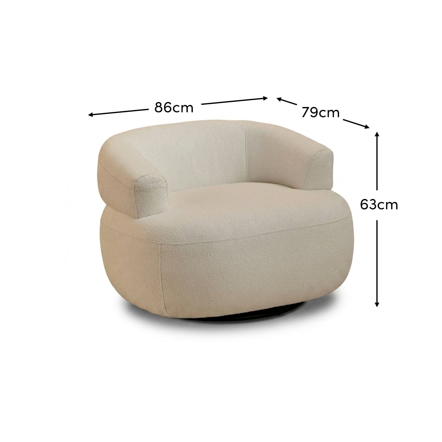 Nathalia 86cm Swivel Armchair - Chalk White Boucle - Laura James
