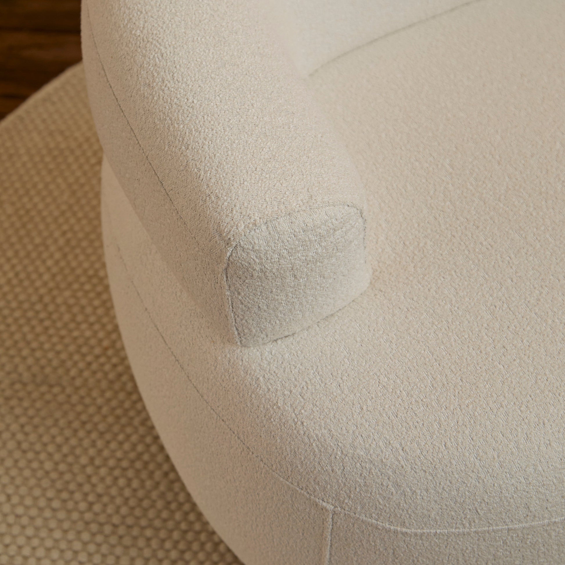 Nathalia 86cm Swivel Armchair - Chalk White Boucle - Laura James