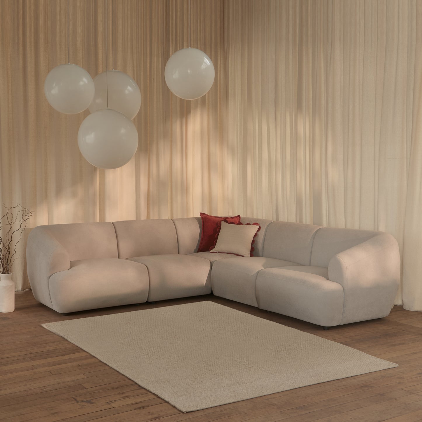Nathalia L-Shape Sofa - Soft Beige - Laura James 