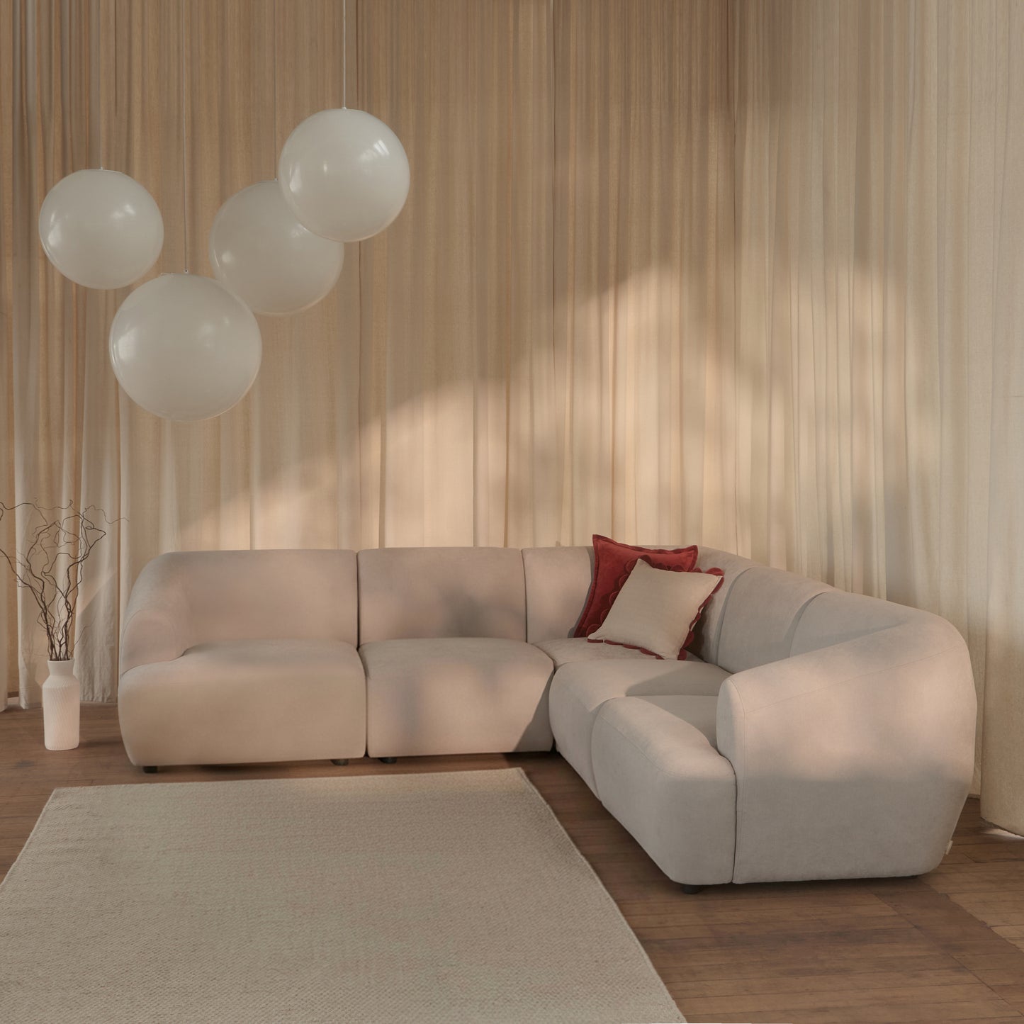 Nathalia L-Shape Sofa - Soft Beige - Laura James 