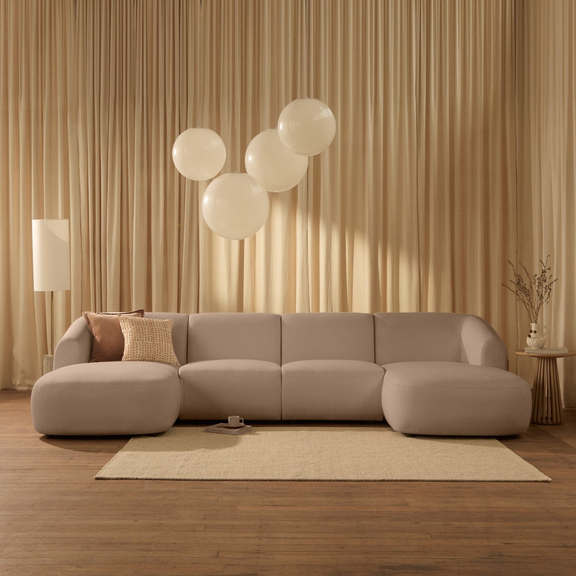 Nathalia Double Chaise Sofa -  Soft Beige - Laura James 