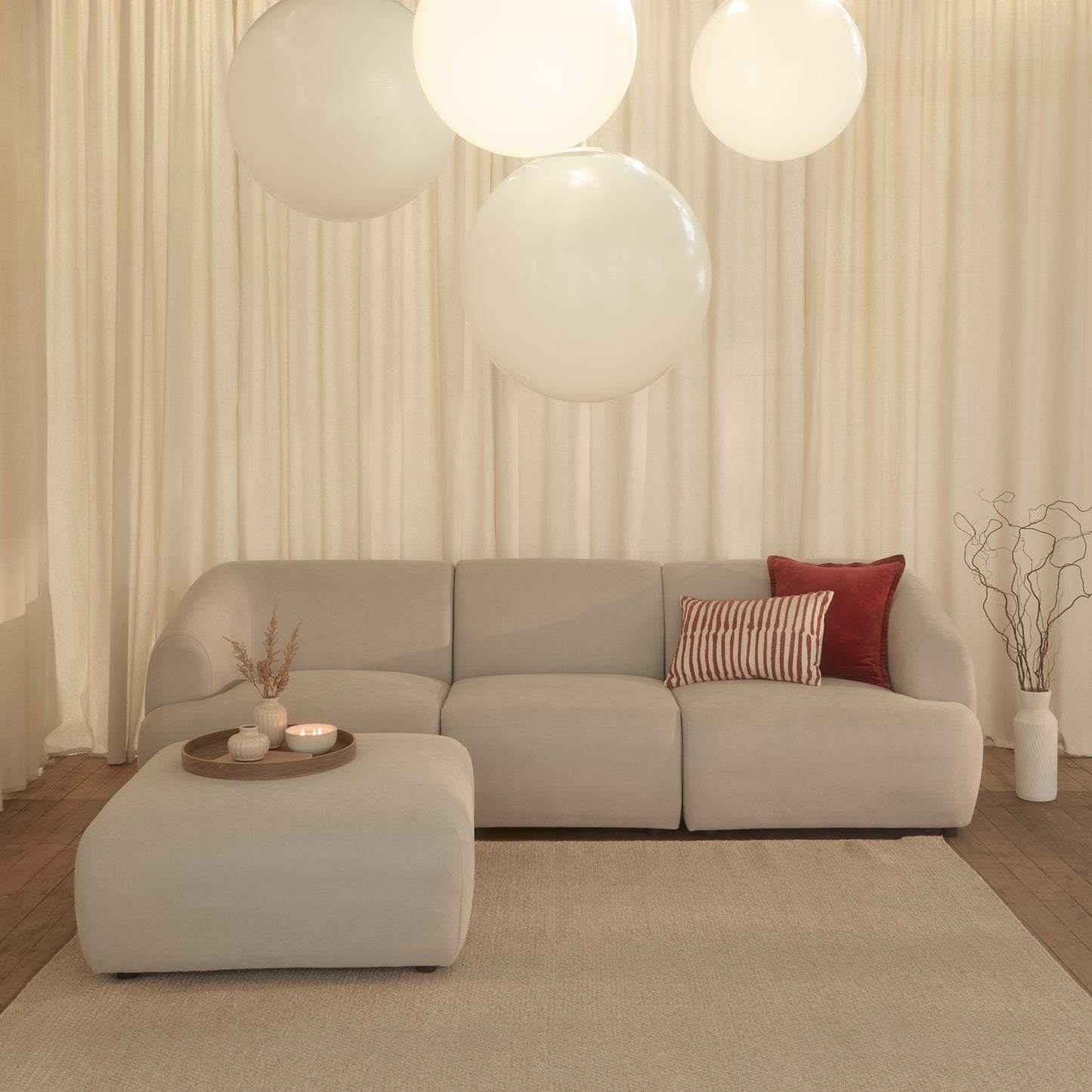 Nathalia 3-Seater Sofa - Soft Beige - Laura James 