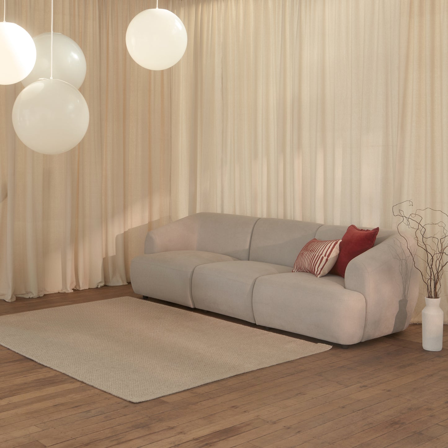 Nathalia 3-Seater Sofa - Soft Beige - Laura James 