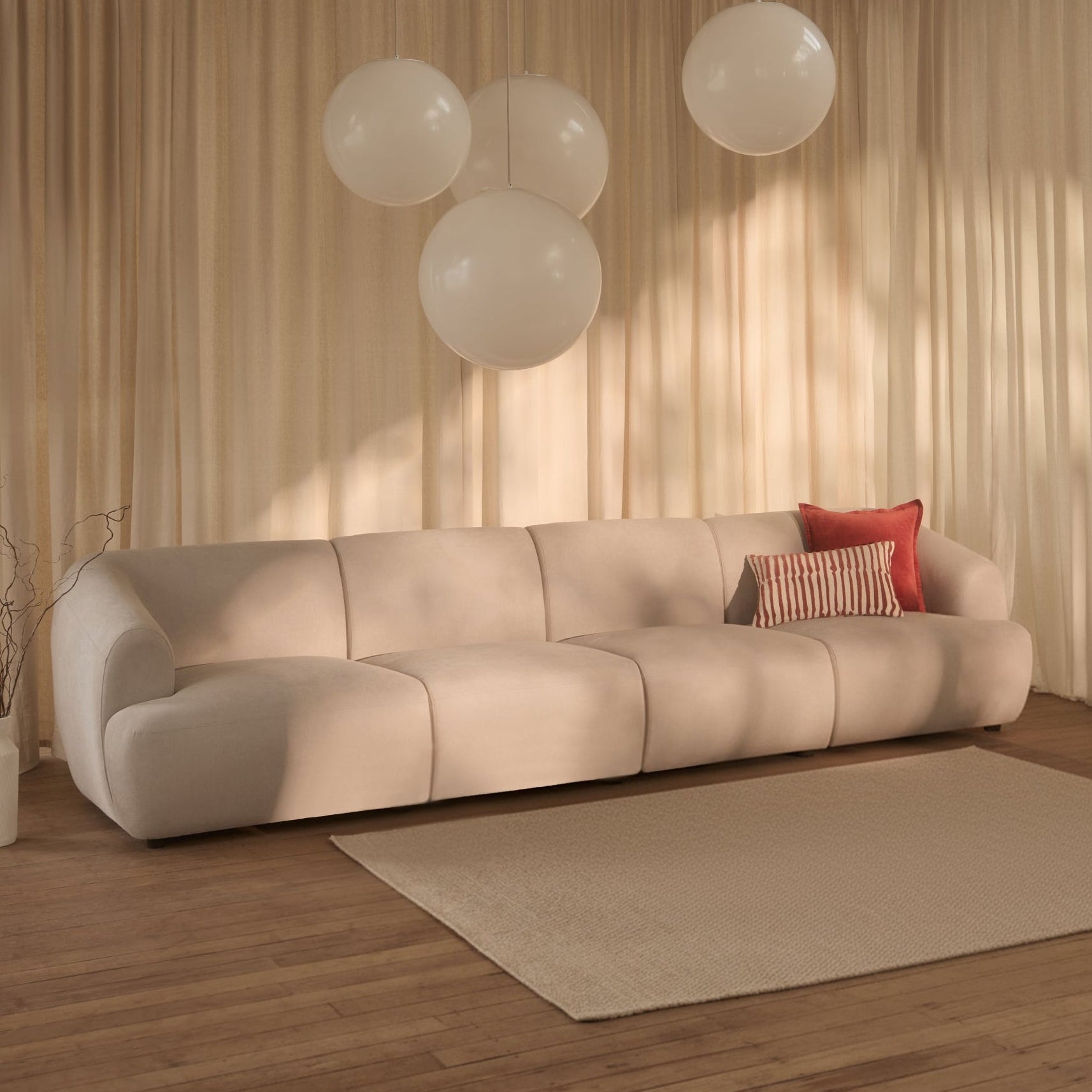 Nathalia 4-Seater Sofa - Soft Beige - Laura James