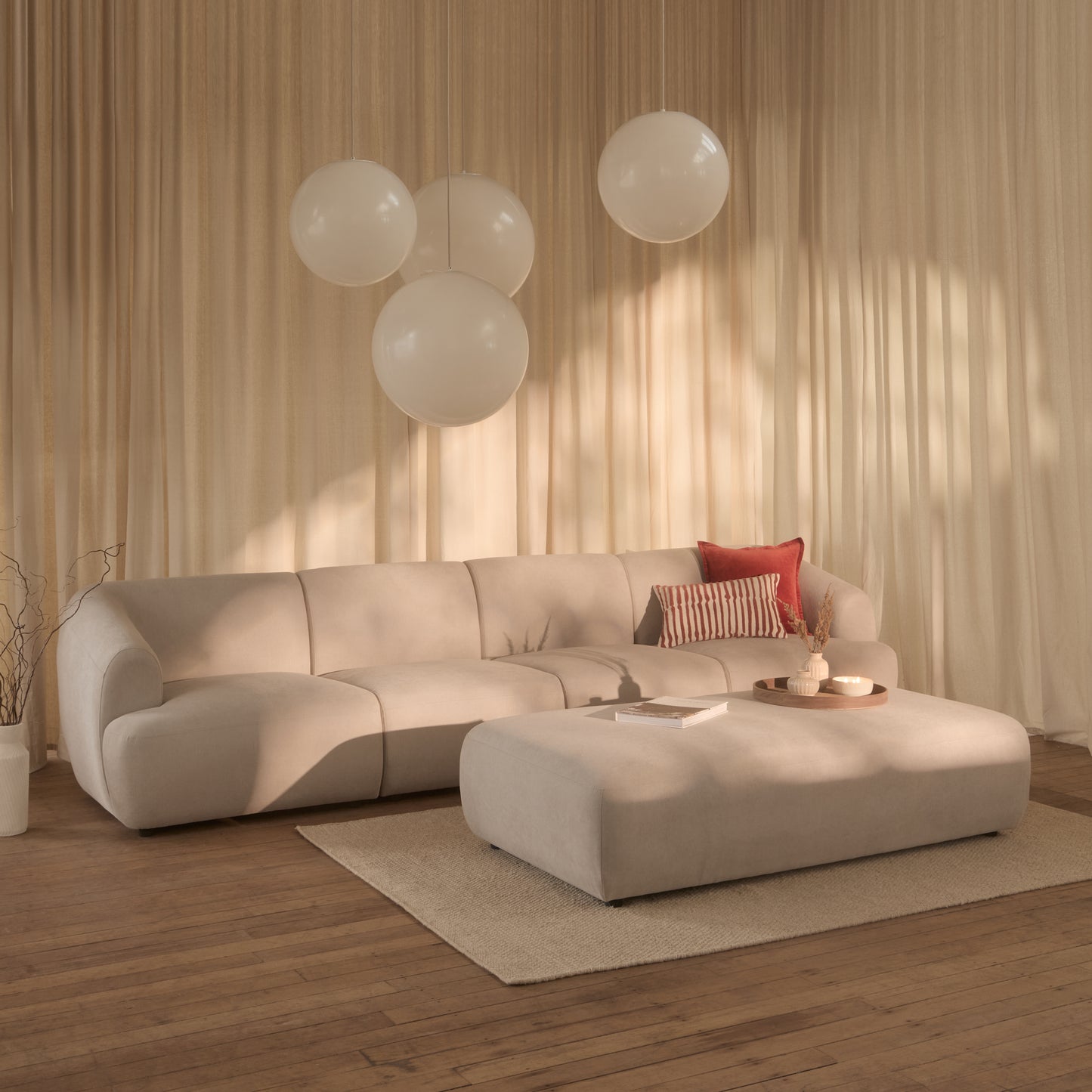 Nathalia 4-Seater Sofa - Soft Beige - Laura James