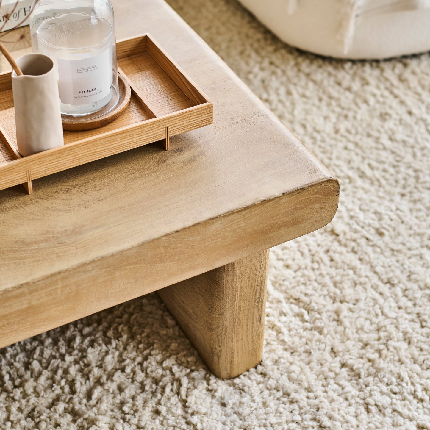 Nevaeh Rectangular Coffee Table - Chalked Mango Wood - Laura James