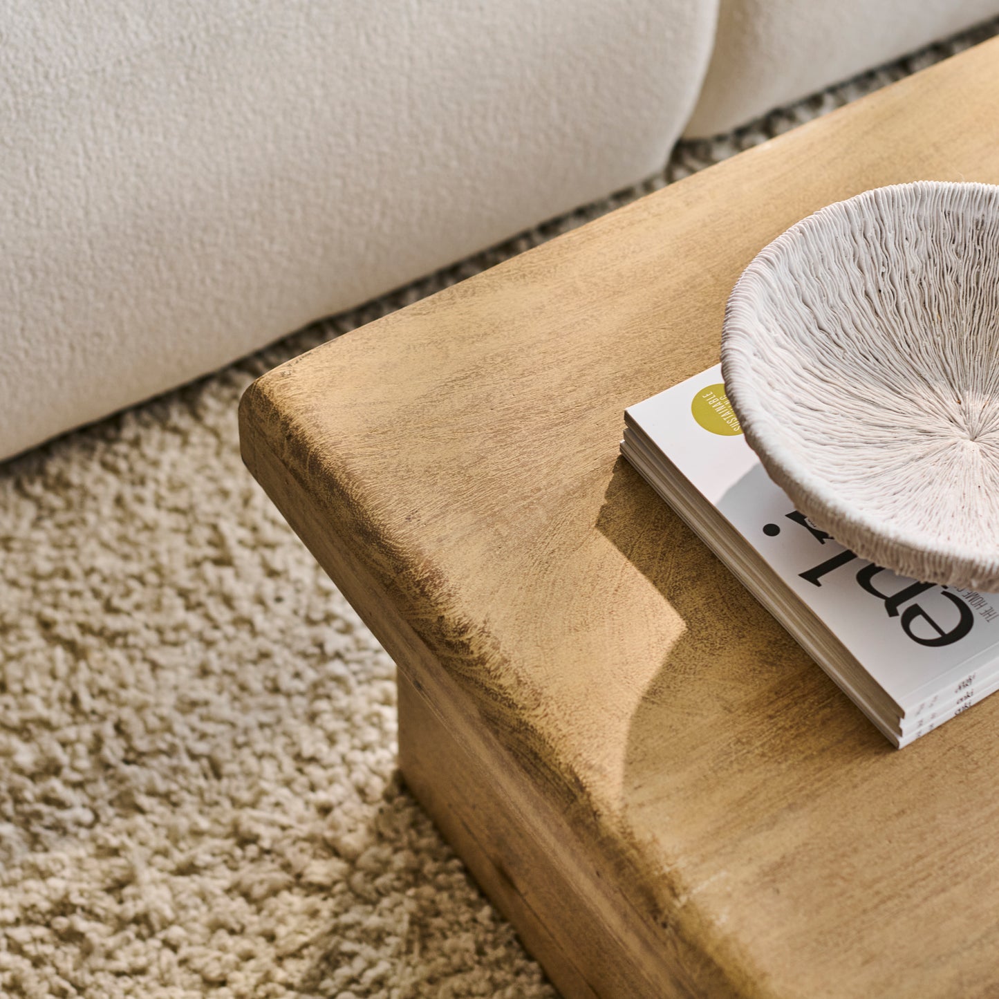 Nevaeh Rectangular Coffee Table - Chalked Mango Wood - Laura James