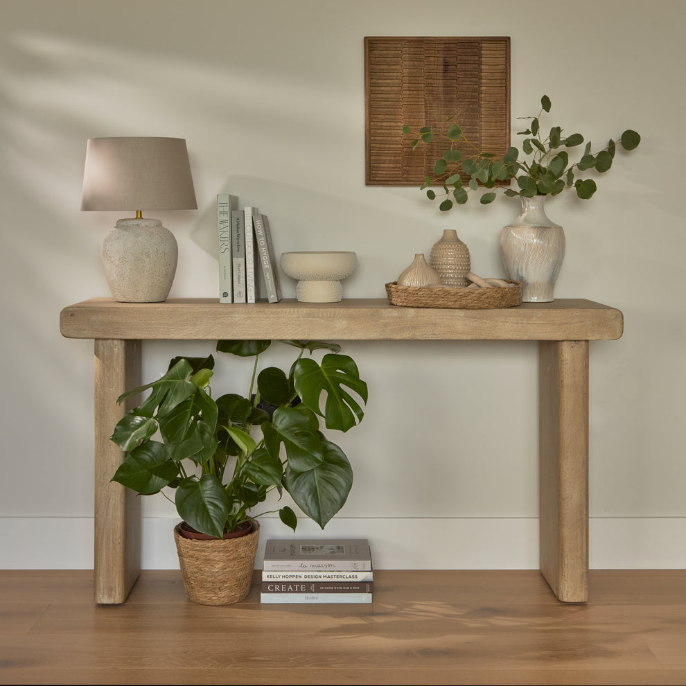 Nevaeh Chalked Mango Wood Console Table - 140cm – Laura James