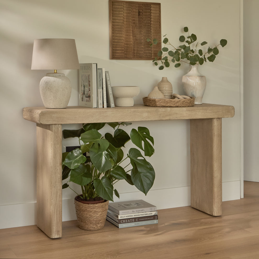 Nevaeh Chalked Mango Wood Console Table - 140cm – Laura James
