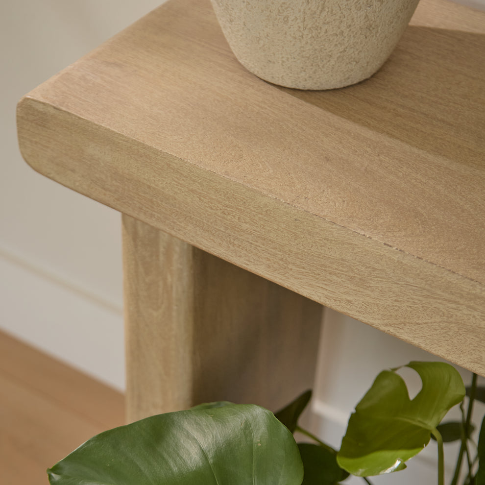 Nevaeh Chalked Mango Wood Console Table - 140cm – Laura James