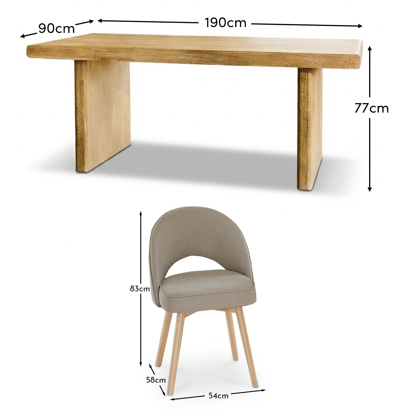 Nevaeh Chalked Mango Wood Dining Table Set - 6 Seater - Marilyn Soft Beige Dining Chairs - Chalked Mango Wood Legs - Laura James  