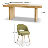 Nevaeh Chalked Mango Wood Dining Table Set - 6 Seater - Marilyn Green Dining Chairs - Chalked Mango Wood Legs - Laura James 
