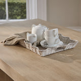 Nevaeh Chalked Mango Wood Dining Table Set - 6 Seater - Bella Soft Beige Dining Chairs - Chalked Mango Wood Legs