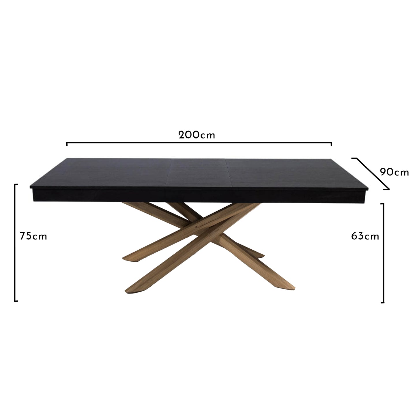 Amelia Black Wood extendable dining table - with Whitewash Legs - Laura James