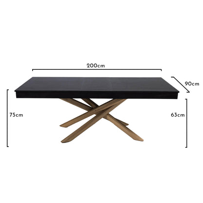 Amelia Black Wood extendable dining table - with Whitewash Legs - Laura James