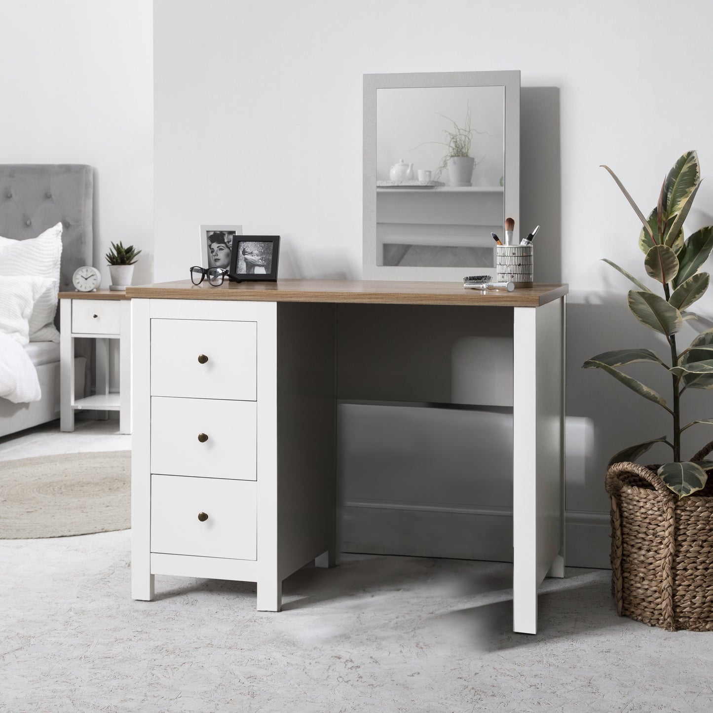 Bampton White Dressing Table with Drawers