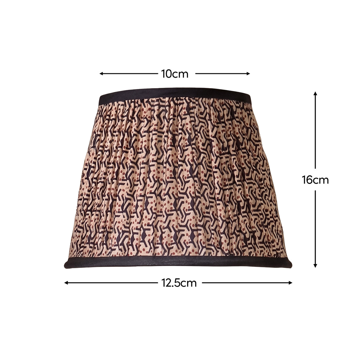 Nimana 16cm Gathered Lamp Shade - Black & Red Geometric