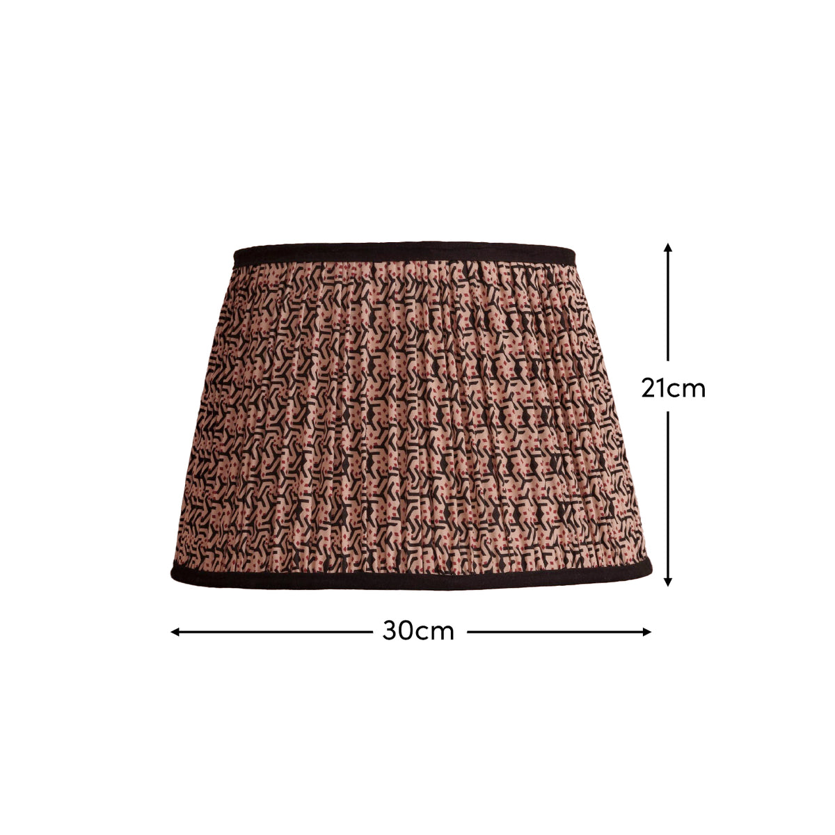 Nimana 30cm Gathered Lamp Shade - Black & Red Geometric - Laura James 
