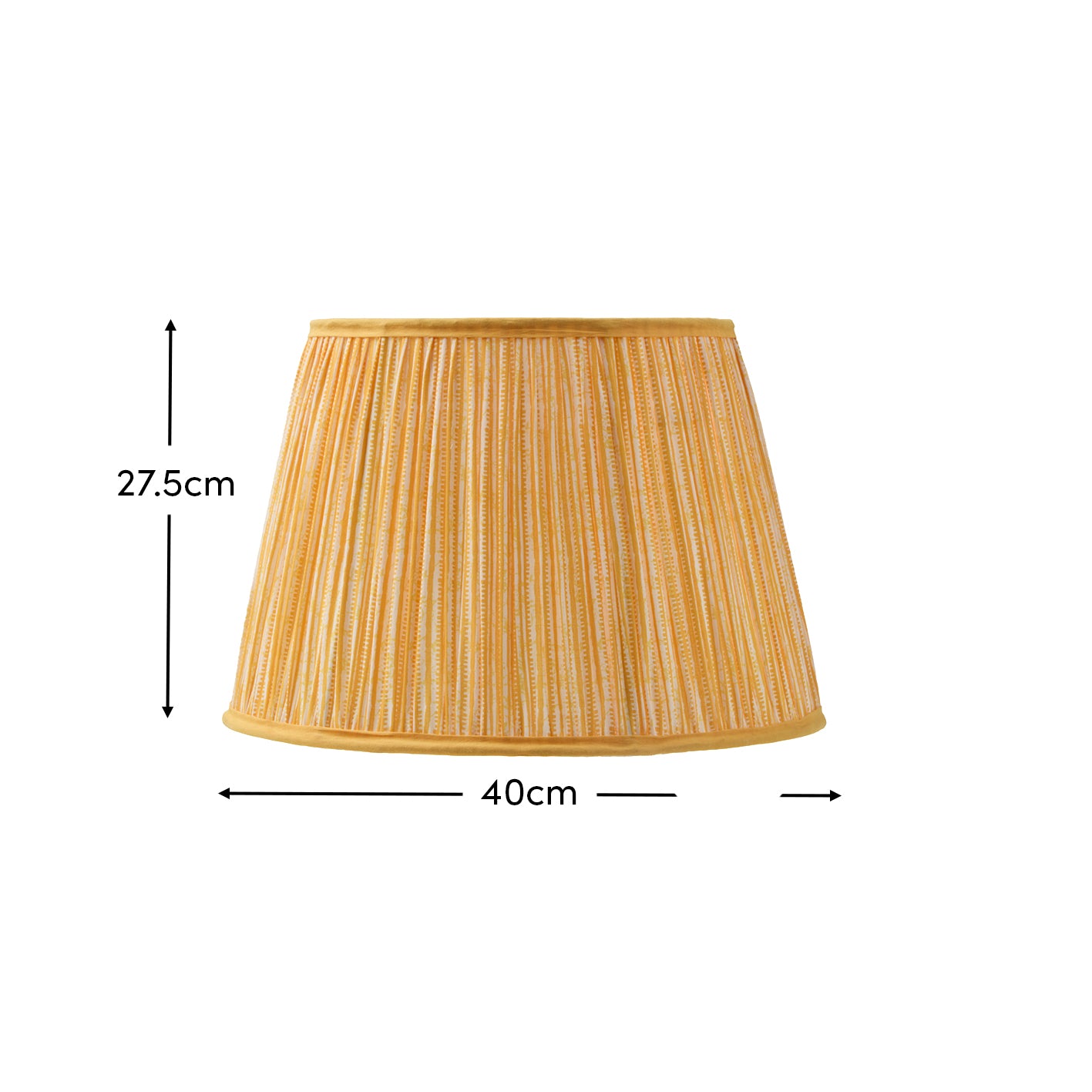 Nimana 40cm Gathered Lamp Shade - Amber Yellow Stripe - Laura James 