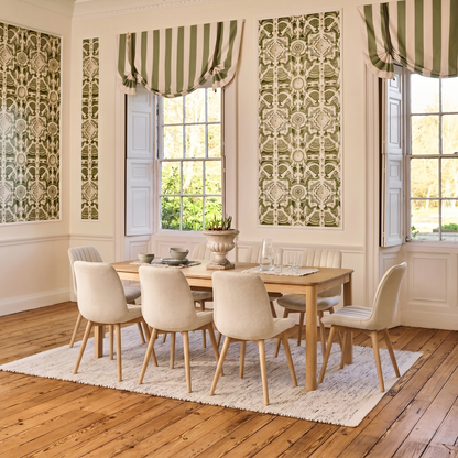 Noah Whitewash Oak Extending Dining Table Set - 8 Seater - Bella Boucle Dining Chairs - Whitewash Legs