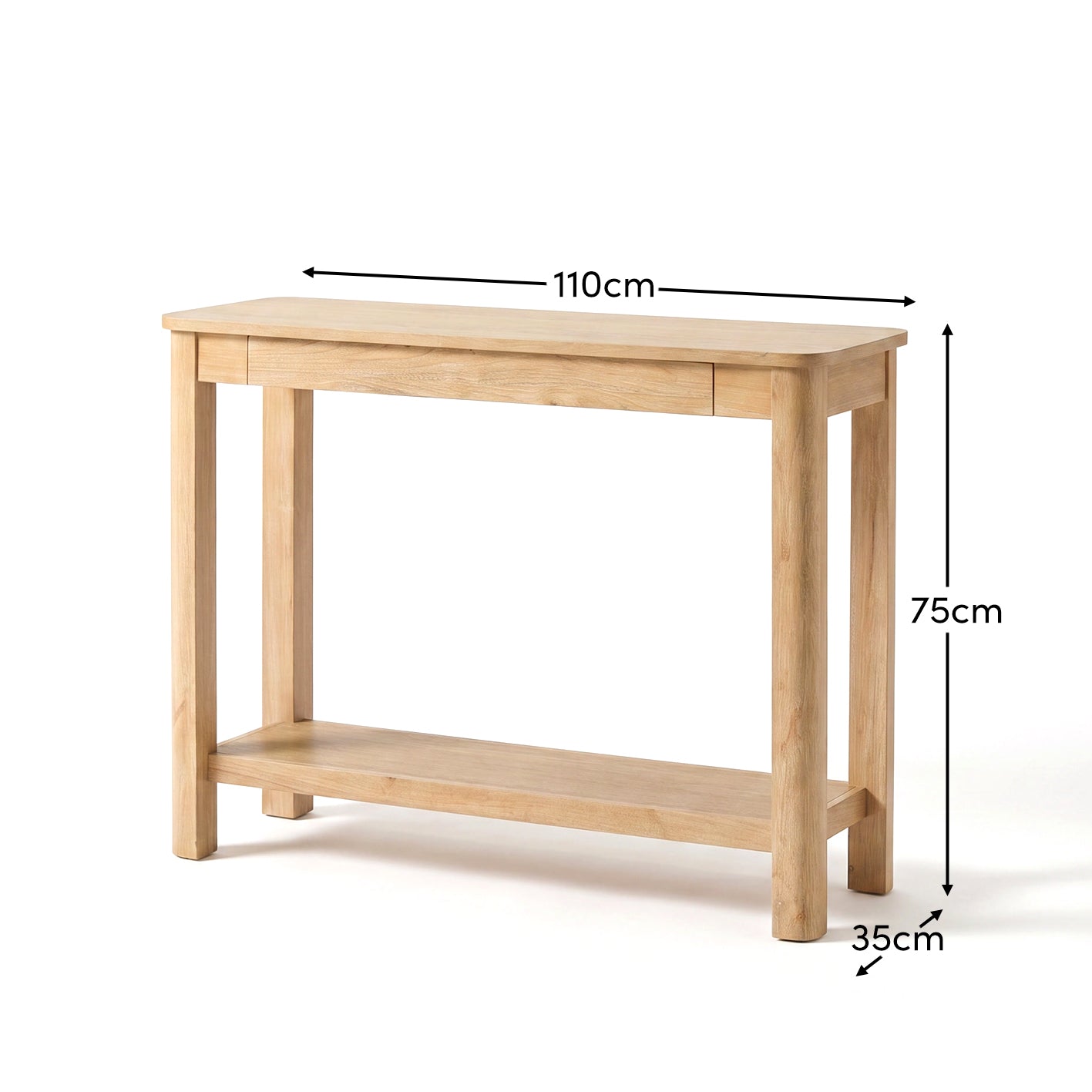 Noah Whitewash Oak 1 Drawer Console Table - Laura James