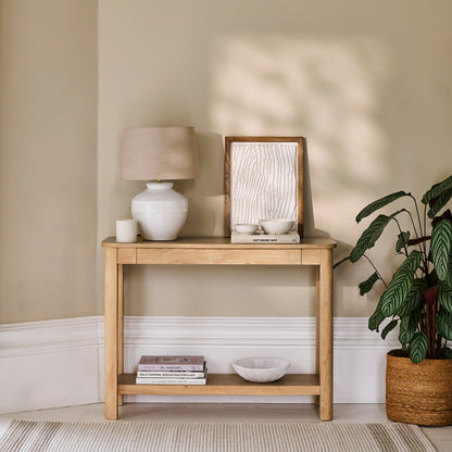 Noah Whitewash Oak 1 Drawer Console Table - Laura James