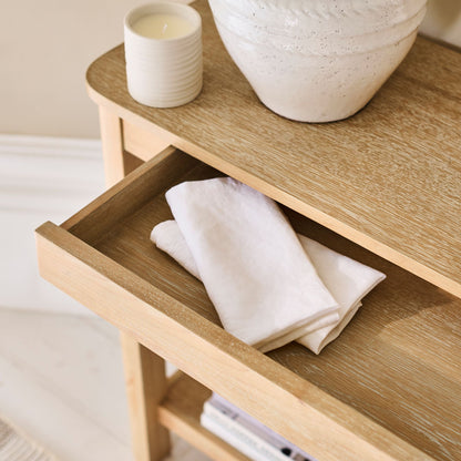 Noah Whitewash Oak 1 Drawer Console Table - Laura James