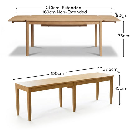 Tilly 150cm Wooden Bench - Whitewash Oak & Paper Cord - Laura James