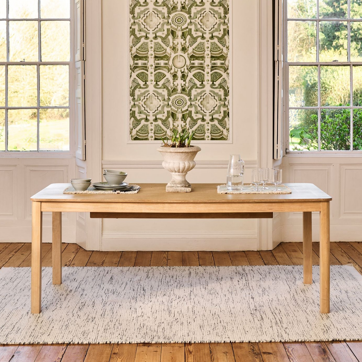 Noah Whitewash Oak 10 Seater Extending Dining Table