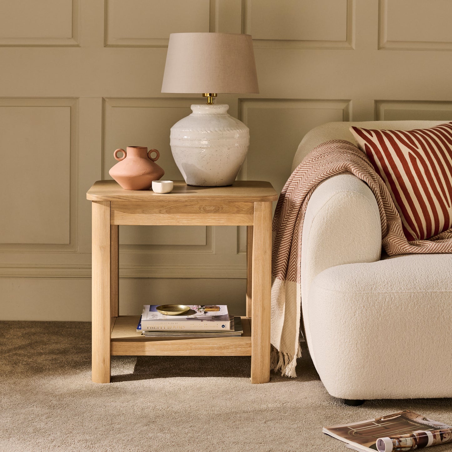 Noah Rectangular Side Table - Whitewash Oak