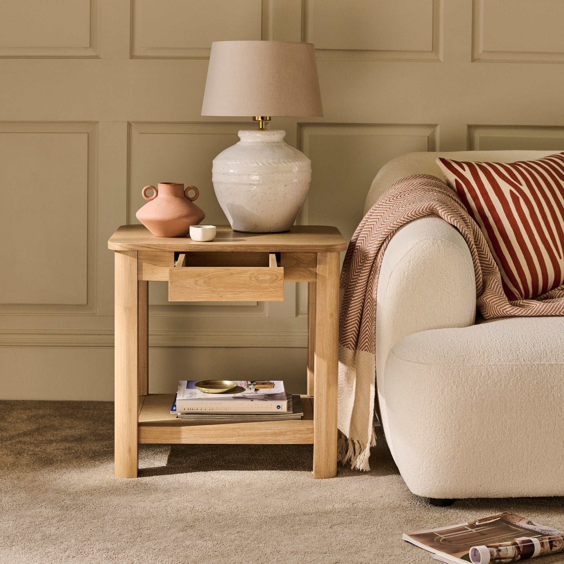 Noah Rectangular Side Table - Whitewash Oak - Laura James