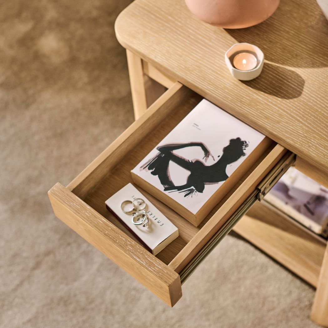 Noah Rectangular Side Table - Whitewash Oak - Laura James