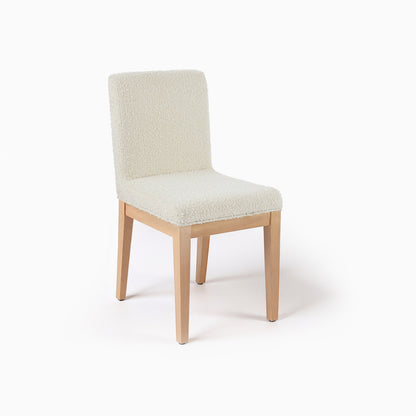 Amelia Whitewash Oval Extending Dining Table Set - 4 Seater - Nolan Boucle Dining Chairs - Whitewash Oak Legs - Laura James