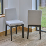 Nolan Fawn Linen Dining Chairs - Set of 2 - Black Oak Legs - Laura James