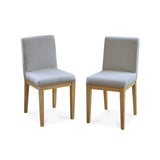 Nolan Fawn Linen Dining Chairs - Set of 2 - Whitewash Oak Legs - Laura James 
