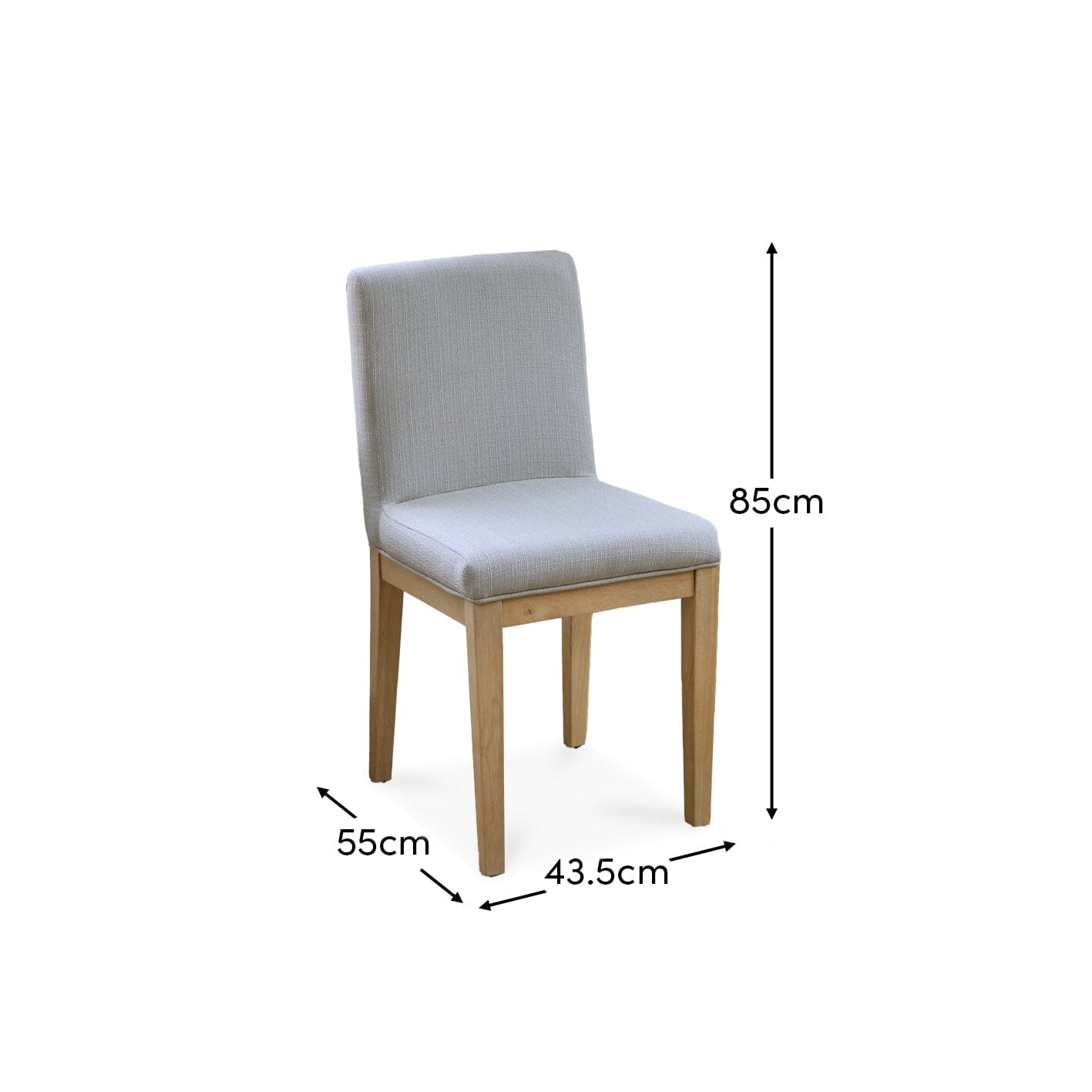 Nolan Fawn Linen Dining Chairs - Set of 2 - Whitewash Oak Legs - Laura James 