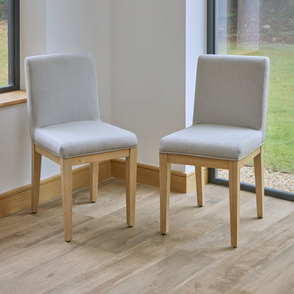 Nolan Fawn Linen Dining Chairs - Set of 2 - Whitewash Oak Legs - Laura James 
