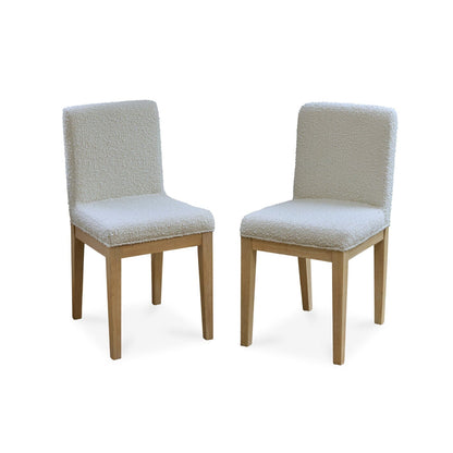 Nolan Boucle Dining Chairs - Set of 2 - Whitewash Oak Legs - Laura James