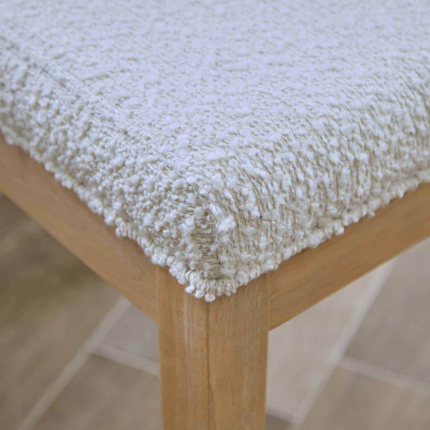 Nolan Boucle Dining Chairs - Set of 2 - Whitewash Oak Legs - Laura James