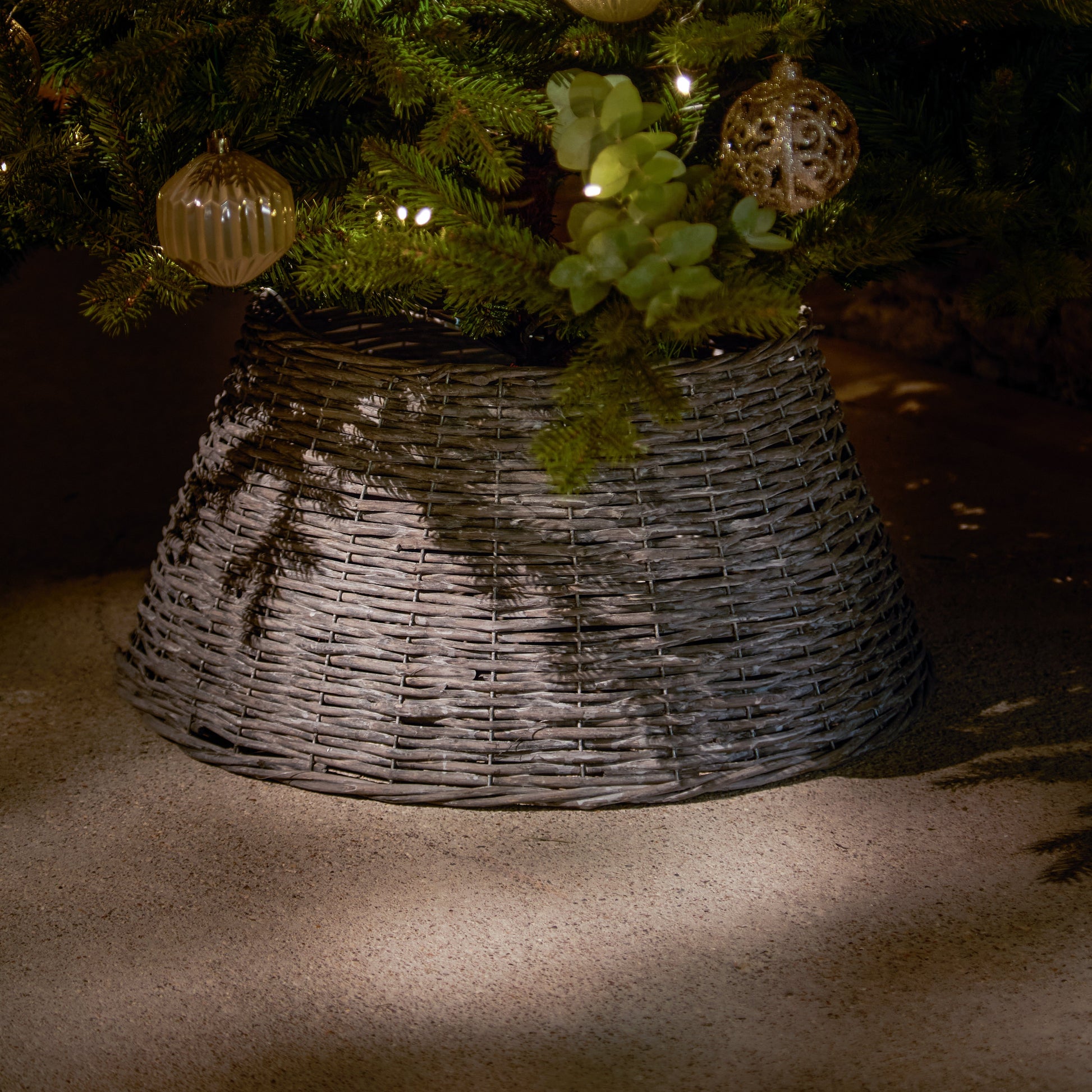 Norrland 57cm Tree Skirt - Grey Wash Rattan - Laura James 