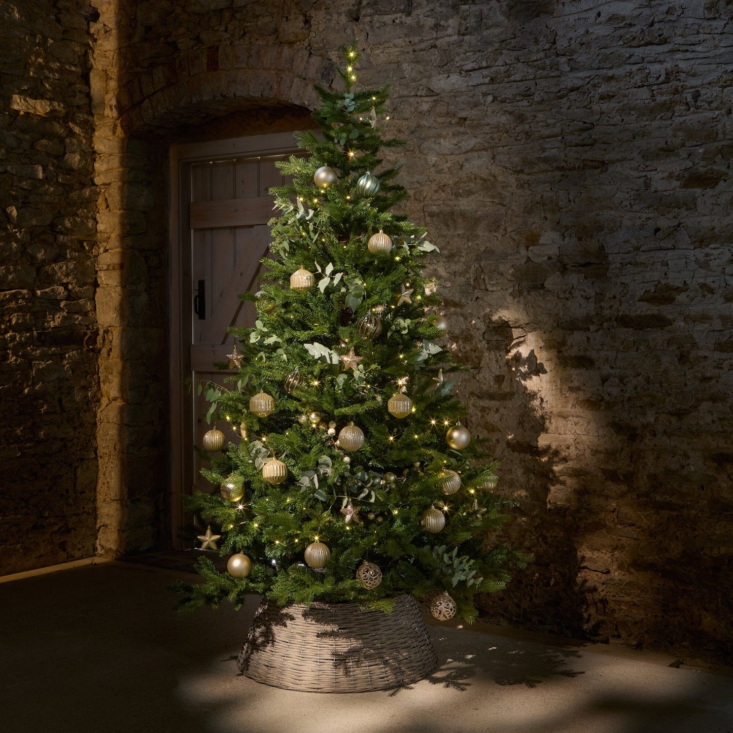 Norrland 57cm Tree Skirt - Grey Wash Rattan - Laura James 