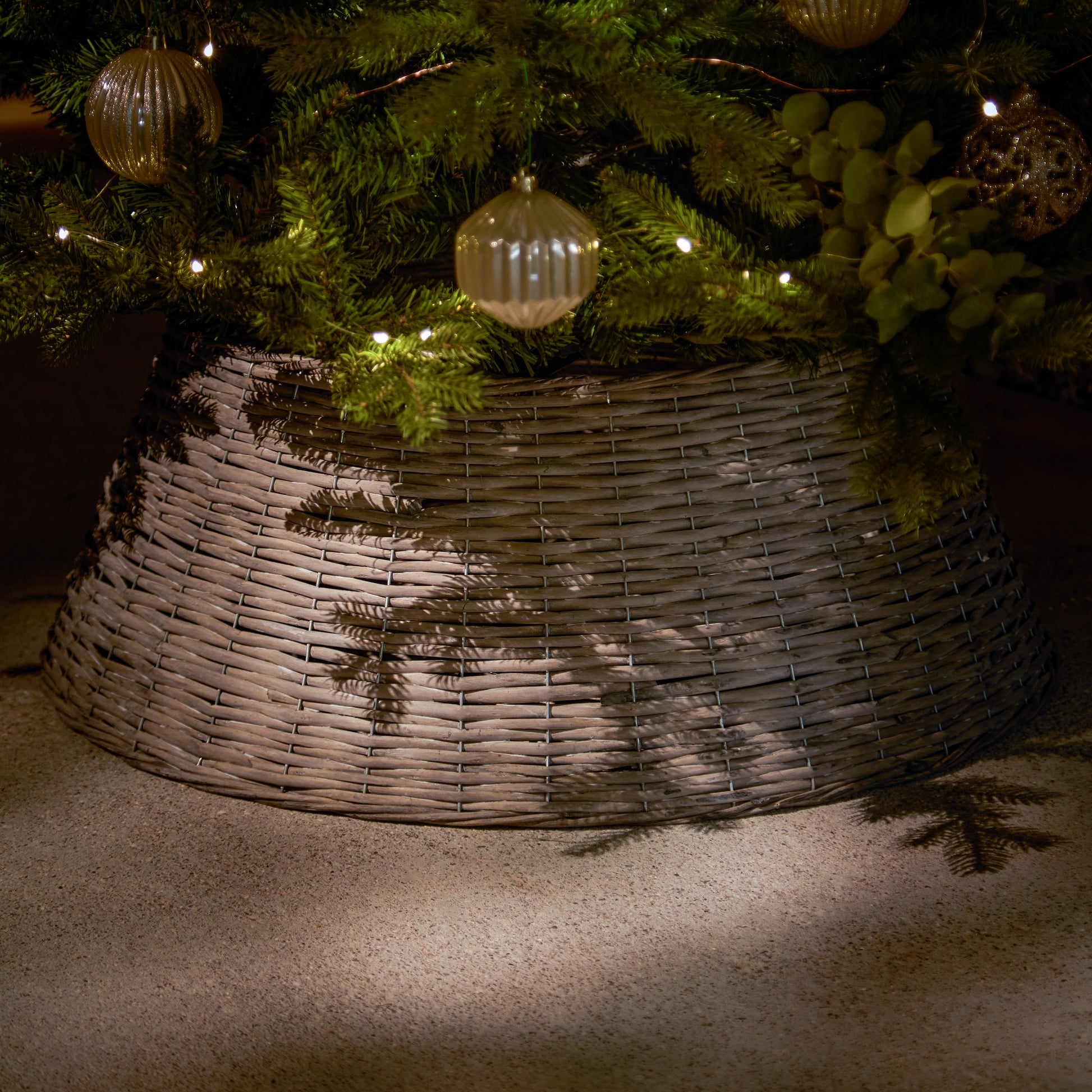 Norrland 70cm Tree Skirt - Grey Wash Rattan - Laura James 
