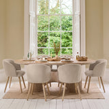Octavia 220cm Limewash Dining Table Set - 6 Seater - Archer Soft Beige Dining Chairs - Whitewash Legs