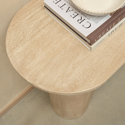 Octavia 110cm Oval Console Table - Limewash - Laura James 