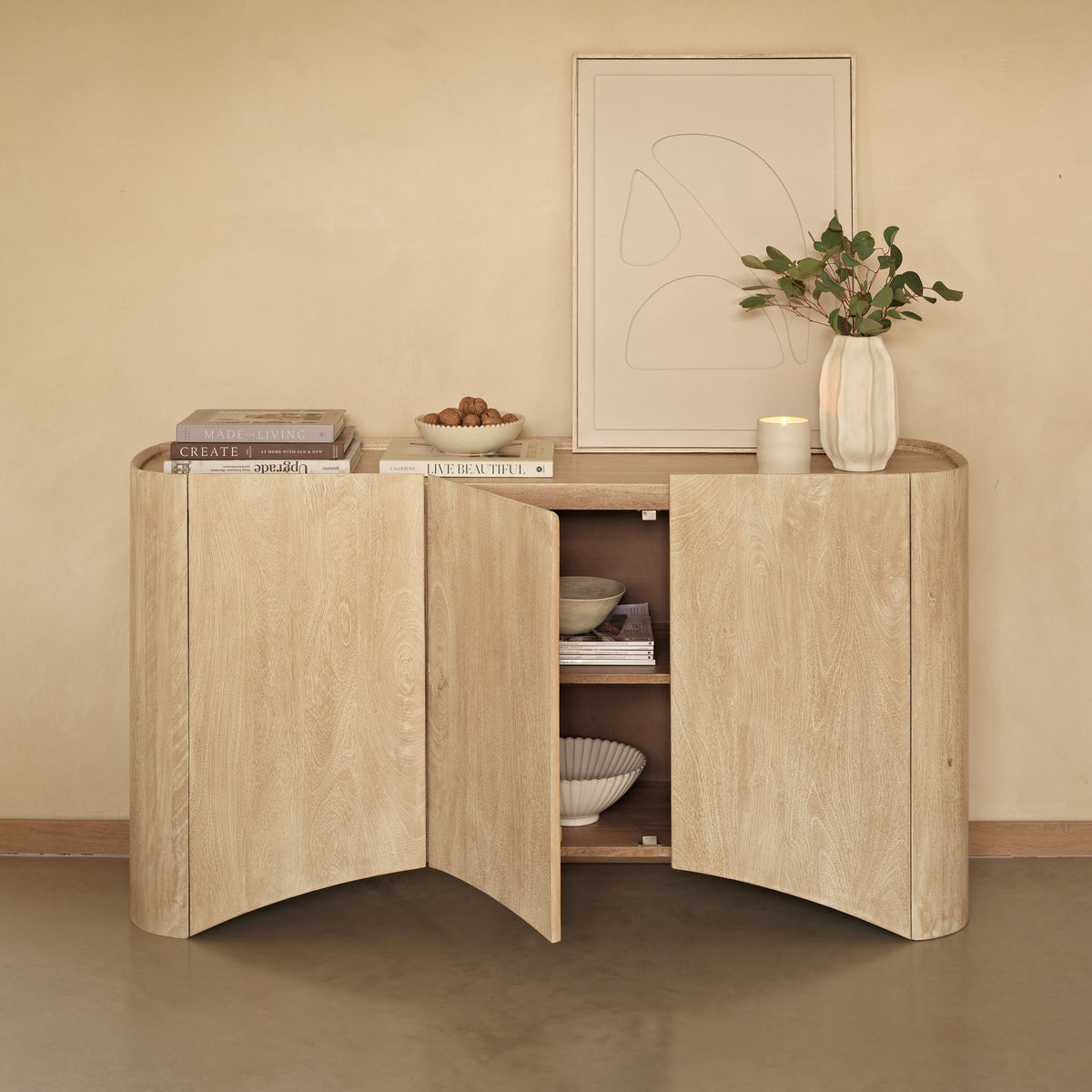 Octavia 3 Door Sideboard - Limewash