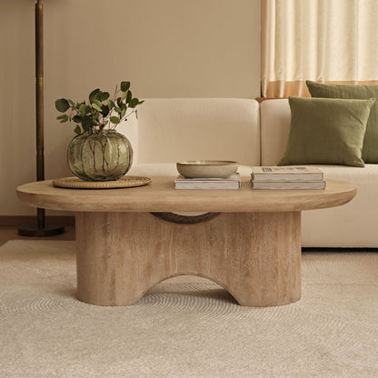 Octavia 120cm Oval Limewash Coffee Table - Laura James 