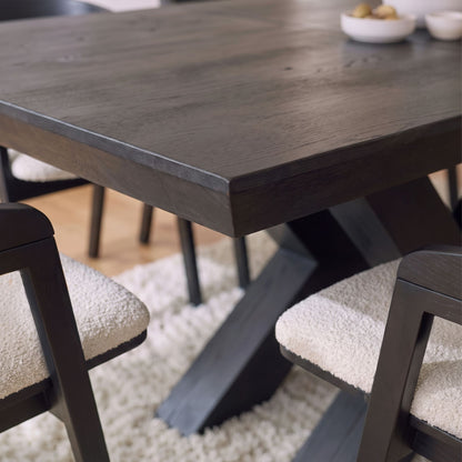 Olivia 160-240cm Black Oak Dining Table Set - 8 Seater - Ella Off White Boucle Dining Chairs - Black Oak Legs - Laura James 