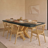 Olivia 160-240cm Black Oak Dining Table Set - 6 Seater - Mabel Dining Chairs - Pale Oak - Laura James 
