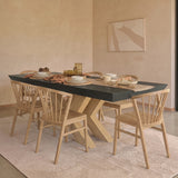 Olivia 160-240cm Black Oak Dining Table Set - 6 Seater - Mabel Dining Chairs - Whitewash Oak Legs - Laura James 