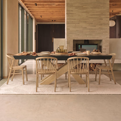 Olivia 160-240cm Black Oak Dining Table Set - 6 Seater - Mabel Dining Chairs - Whitewash Oak Legs - Laura James 